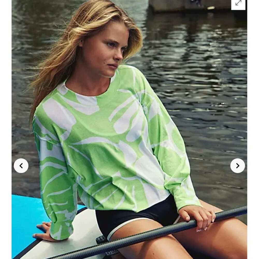 Free People Movement Inspire Layer Print Top in Full Bloom Neon Lime